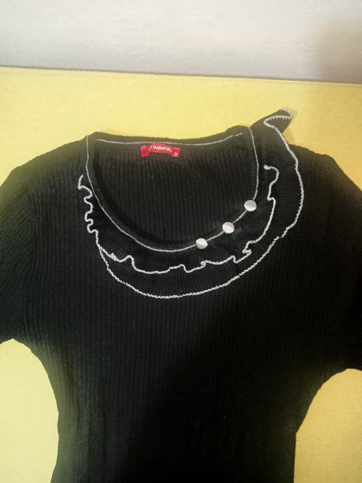 Uzun Siyah Kadın Gotik Triko Elbise - Görsel 2