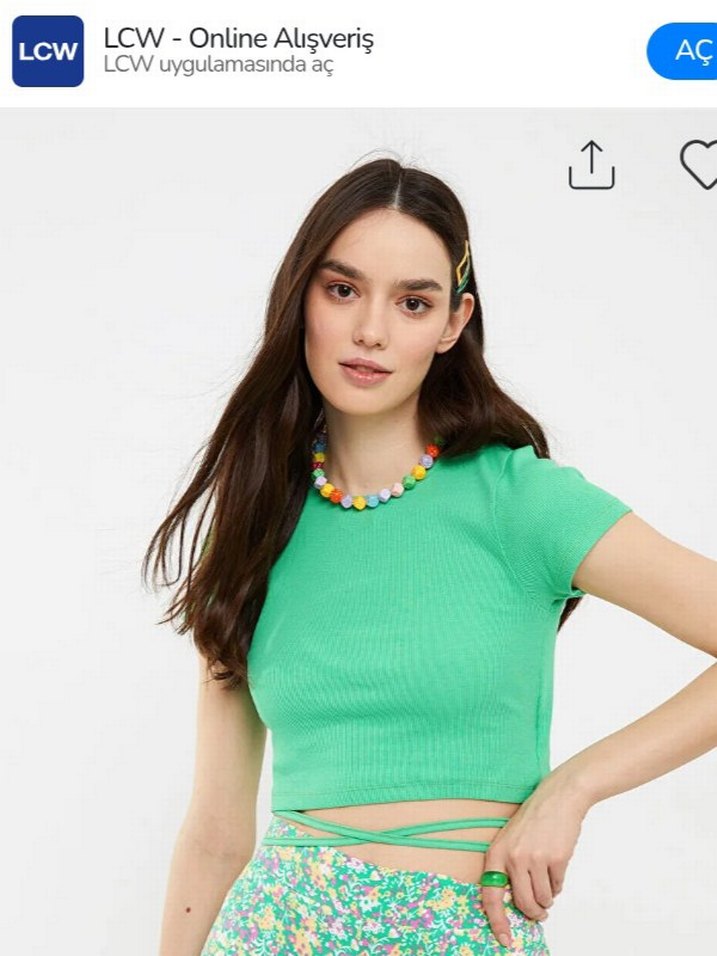 Yeşil Askılı Mini Crop Top - Görsel 3