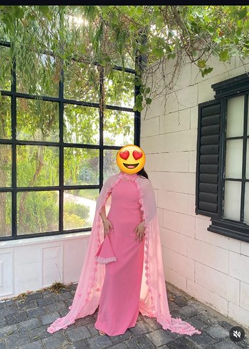 Pembe Drapeli Uzun Abiye Elbise - Görsel 3