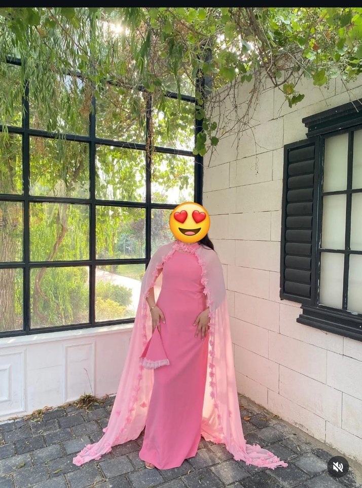 Pembe Drapeli Uzun Abiye Elbise - Görsel 3