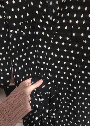 Uzun Kollu Puantiyeli Siyah Tulum - Görsel 4