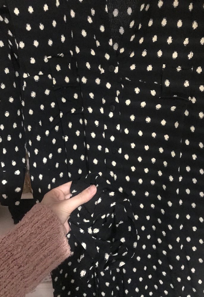 Uzun Kollu Puantiyeli Siyah Tulum - Görsel 4