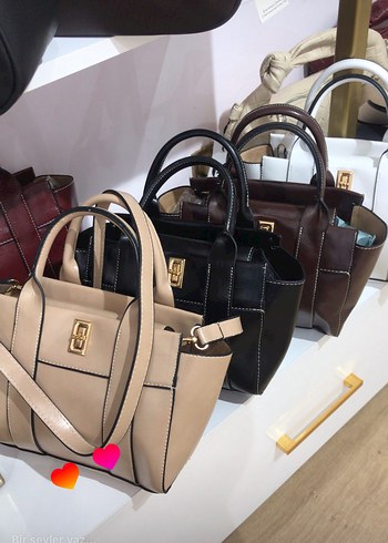 Bej Deri Kadın Omuz Çantası - Görsel 2