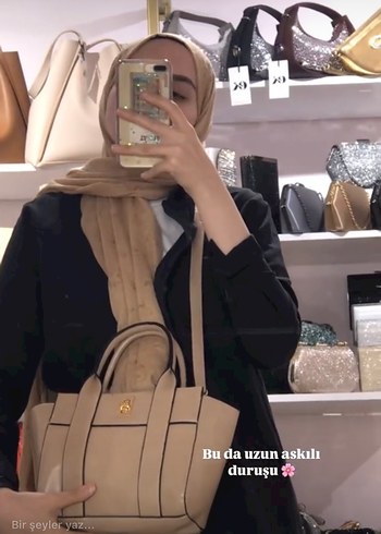 Bej Deri Kadın Omuz Çantası - Görsel 3