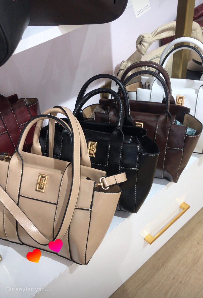 Bej Deri Kadın Omuz Çantası - Görsel 2