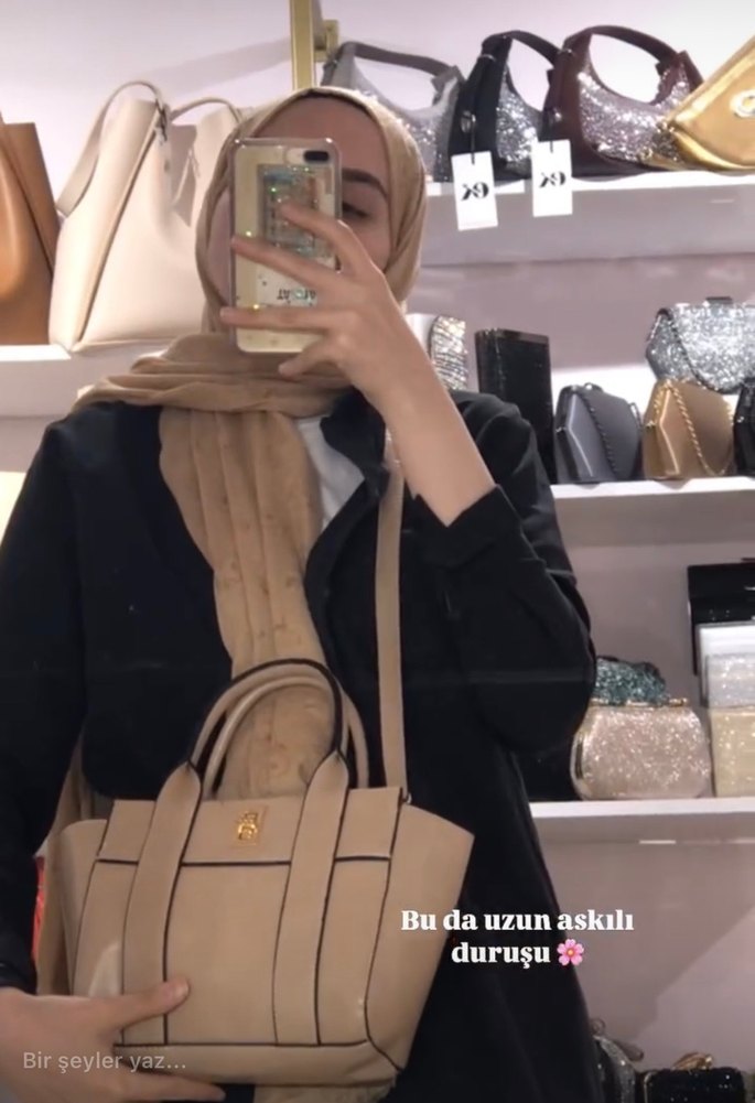 Bej Deri Kadın Omuz Çantası - Görsel 3