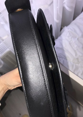 Kemer Detaylı Siyah Yılan Derisi Desenli Deri Çanta - Görsel 9