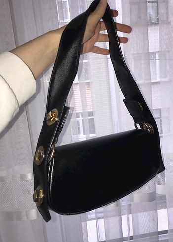 Kemer Detaylı Siyah Yılan Derisi Desenli Deri Çanta - Görsel 5