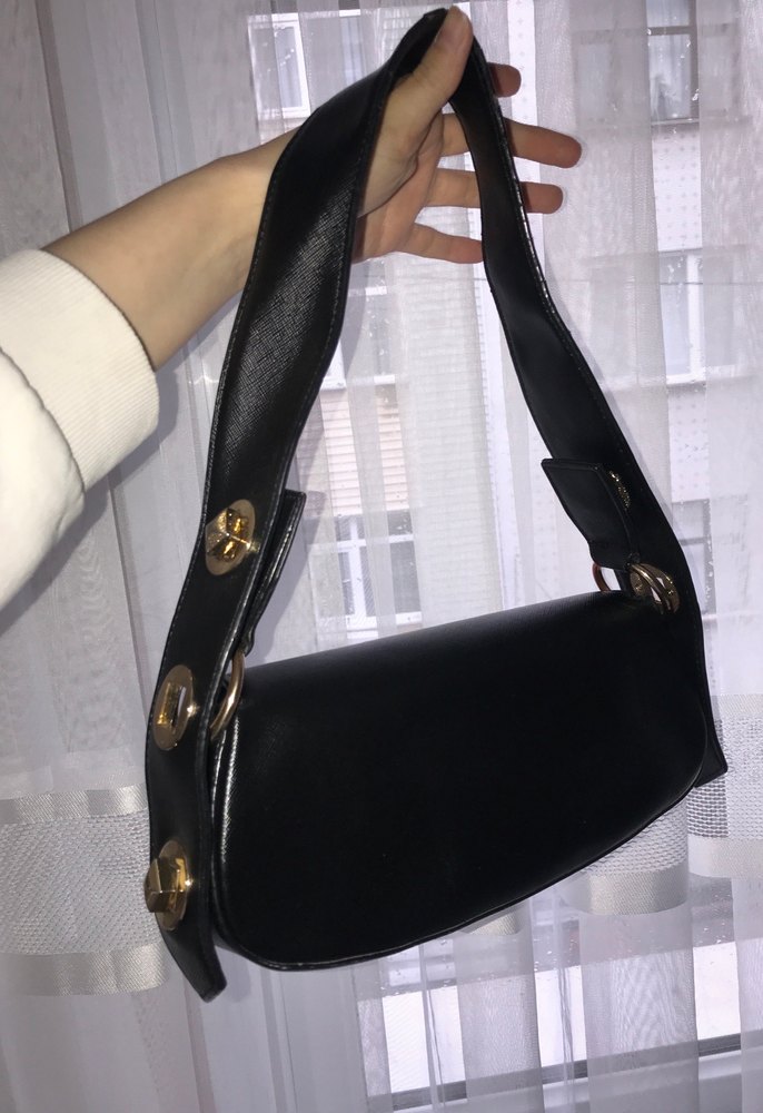 Kemer Detaylı Siyah Yılan Derisi Desenli Deri Çanta - Görsel 5