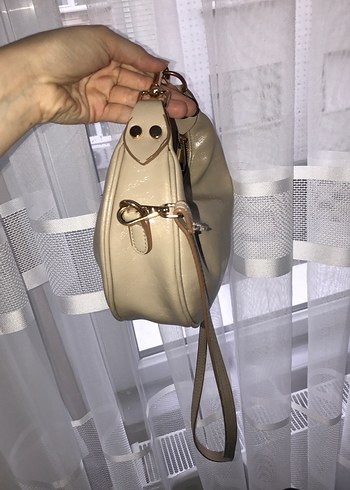 Bej Deri Kadın Omuz Çantası - Görsel 3