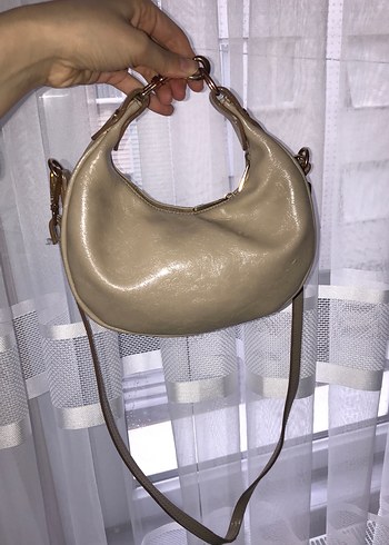 Bej Deri Kadın Omuz Çantası - Görsel 6