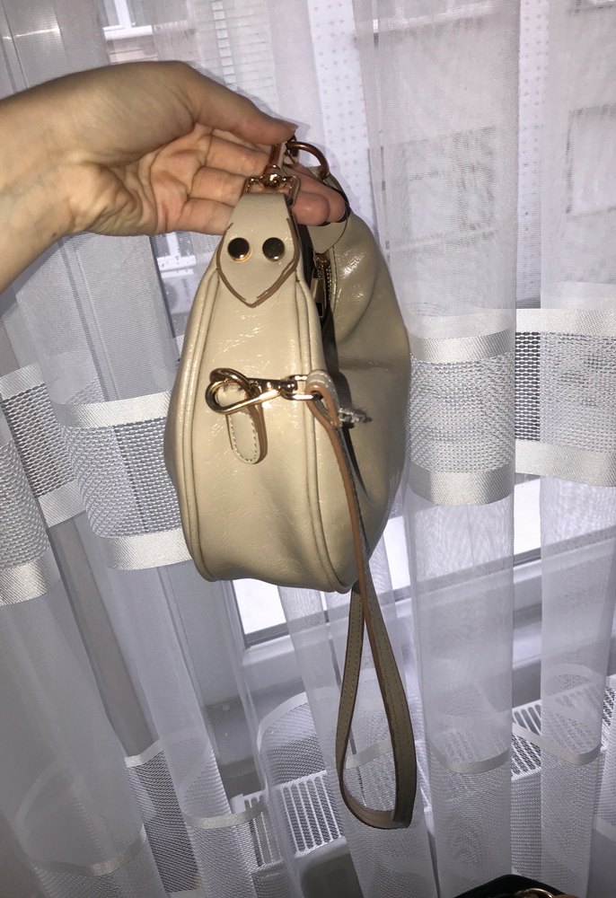 Bej Deri Kadın Omuz Çantası - Görsel 3