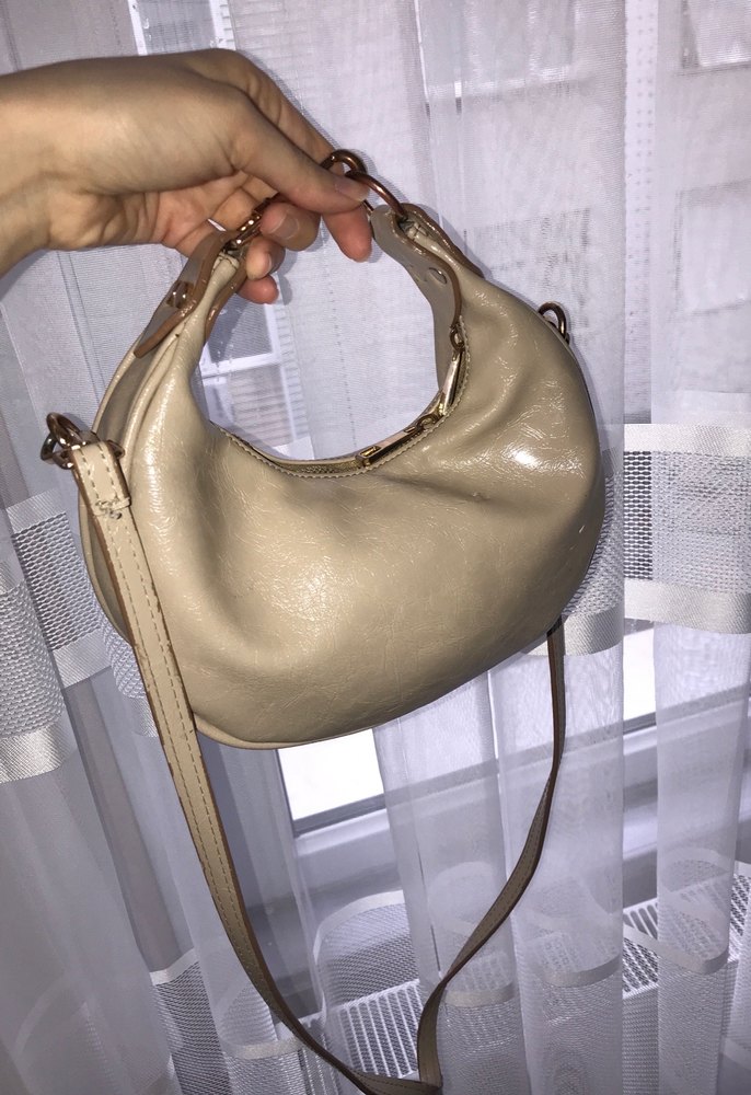 Bej Deri Kadın Omuz Çantası - Görsel 2