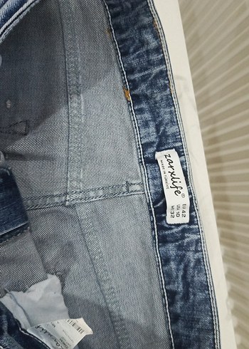 Kadın Kot Şort Kemerli Nakışlı Gri - Görsel 2