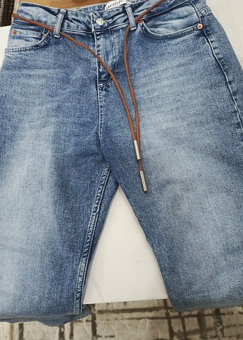 Kadın Kot Şort Kemerli Nakışlı Gri - Görsel 8