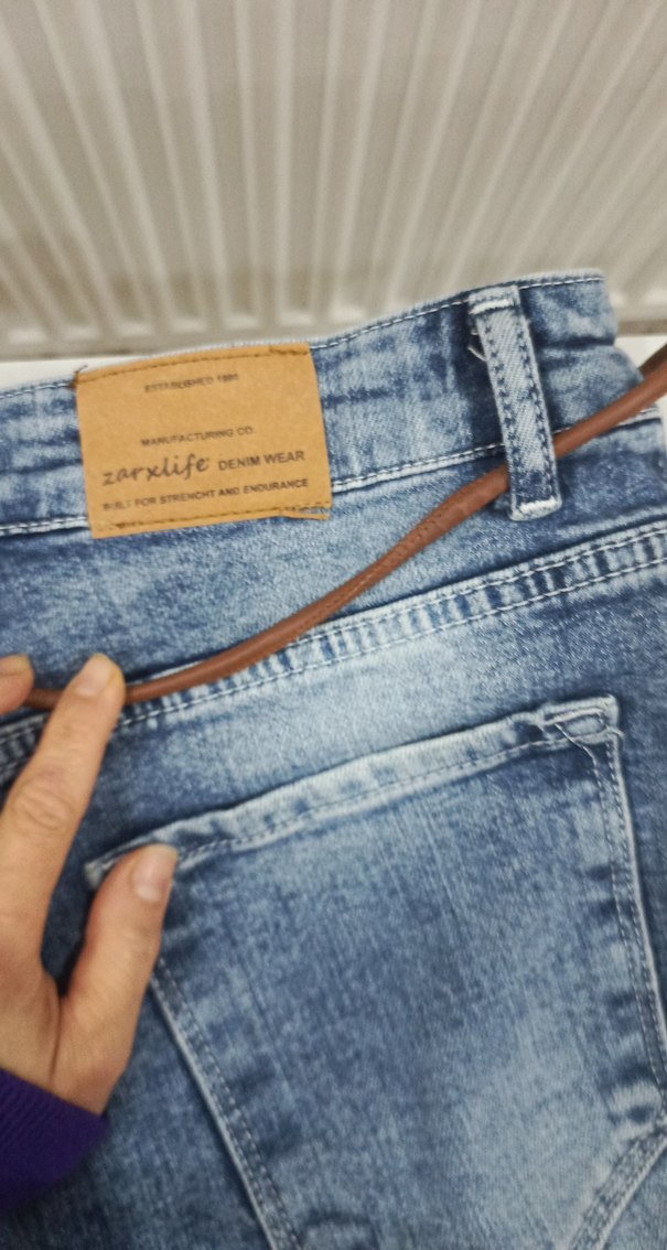 Kadın Kot Şort Kemerli Nakışlı Gri - Görsel 5