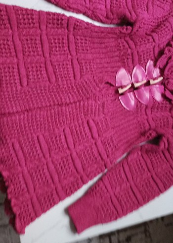 Pembe Örgü Kız Hırkası - Görsel 3