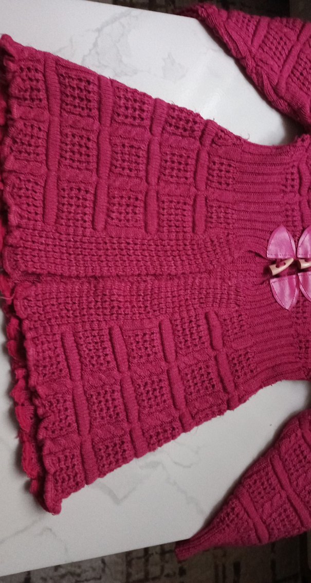 Pembe Örgü Kız Hırkası - Görsel 4