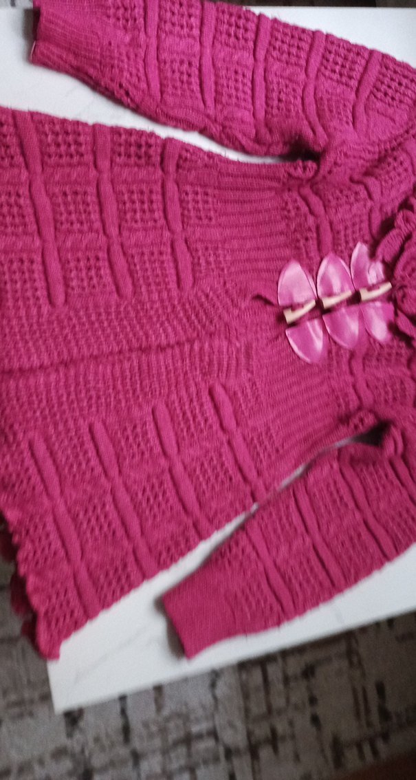 Pembe Örgü Kız Hırkası - Görsel 3