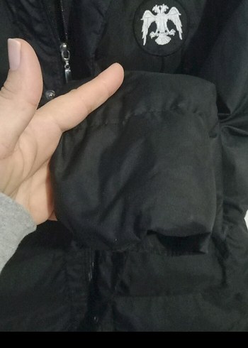 Erkek Siyah Kapitone Mont, Düğmeli, Uzun Kollu - Görsel 4