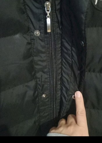 Erkek Siyah Kapitone Mont, Düğmeli, Uzun Kollu - Görsel 2