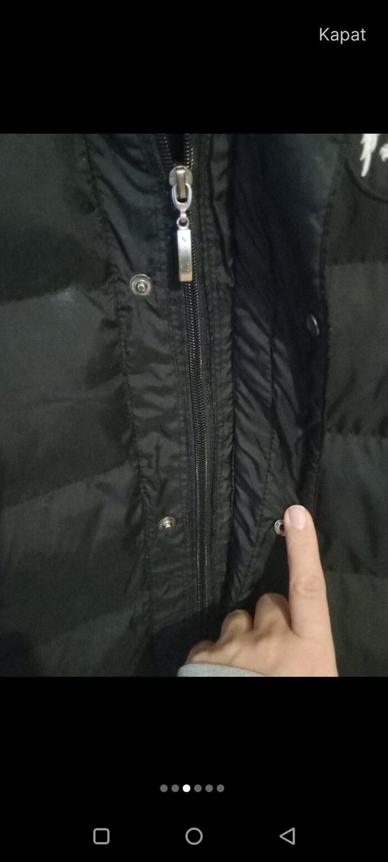 Erkek Siyah Kapitone Mont, Düğmeli, Uzun Kollu - Görsel 2