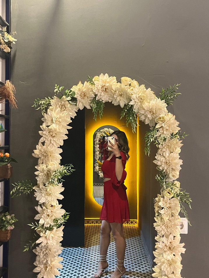 Kırmızı Mini Straplez Saten Elbise - Görsel 5