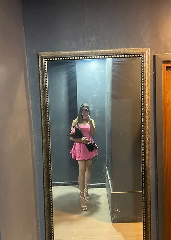 Pembe Mini Drapeli Elbise - Görsel 3