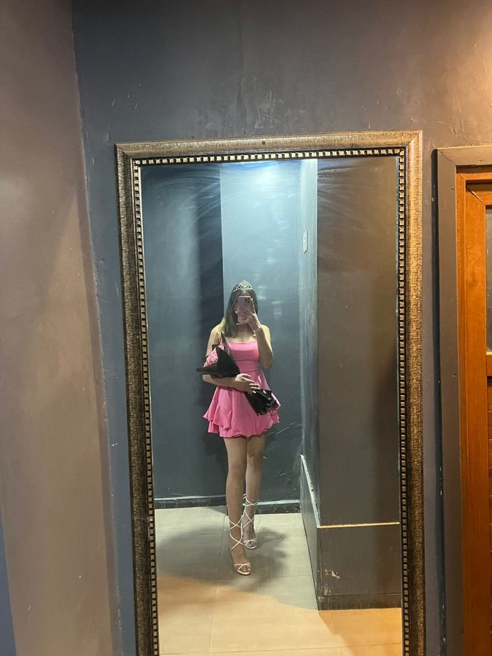 Pembe Mini Drapeli Elbise - Görsel 3