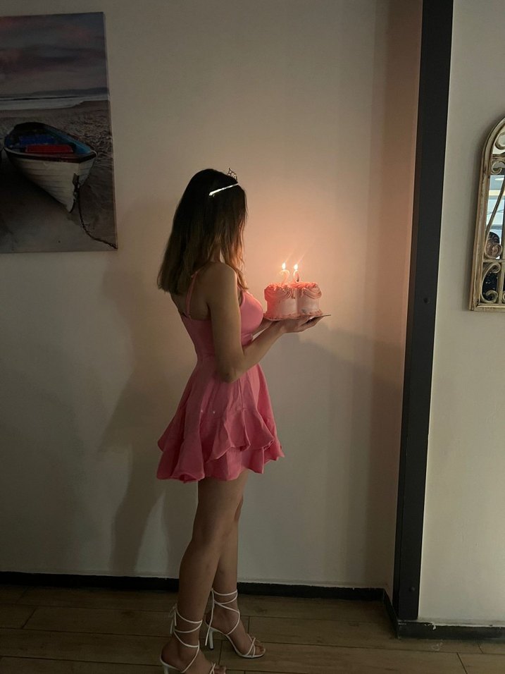 Pembe Mini Drapeli Elbise - Görsel 2