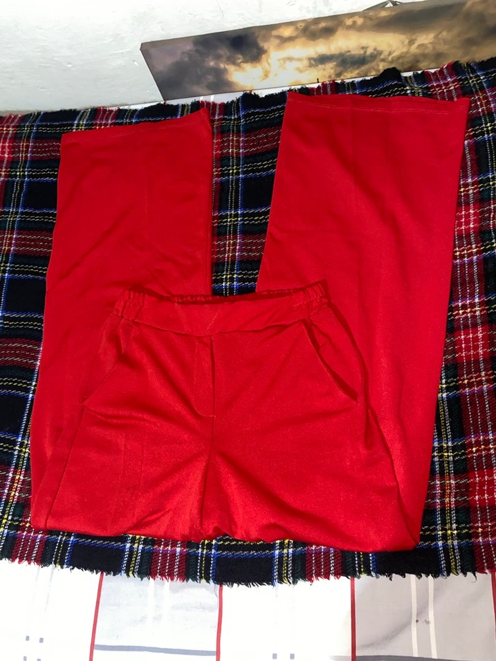 Kırmızı Salaş Kadın Midi Kumaş Pantolon - Görsel 2