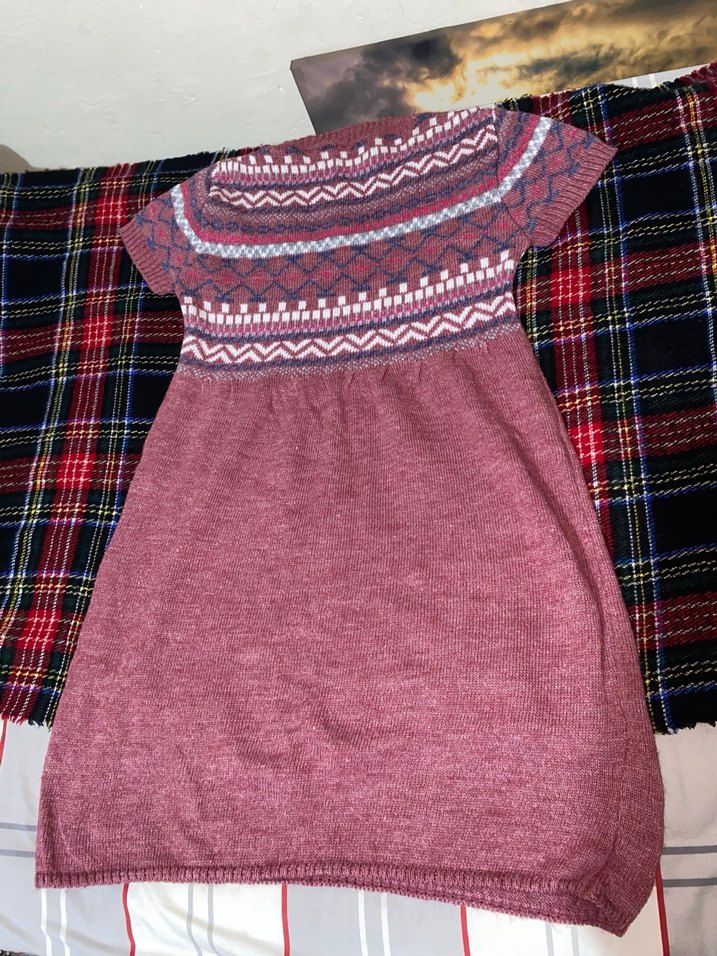 Bordo Bohem Örgü Midi Elbise - Görsel 2