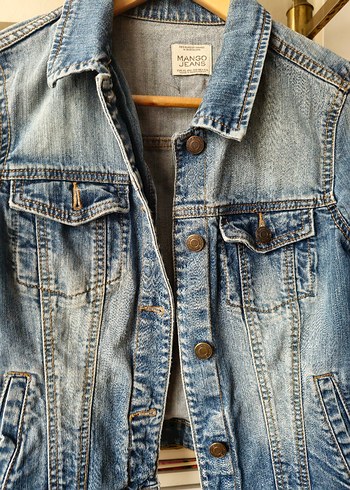 Düğmeli Mavi Kot Kadın Ceket - Görsel 2