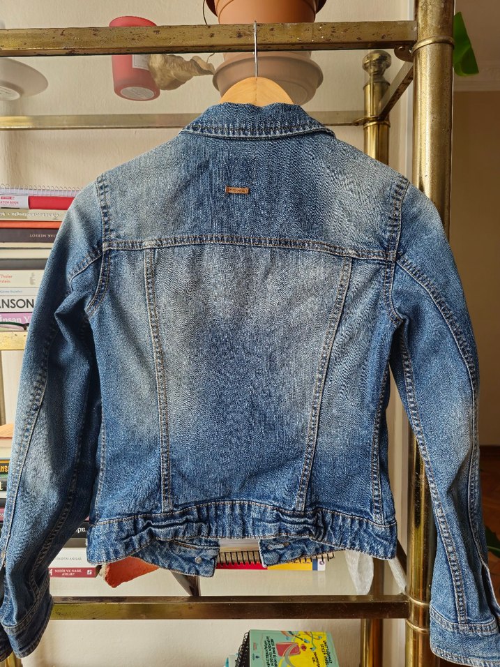 Düğmeli Mavi Kot Kadın Ceket - Görsel 4