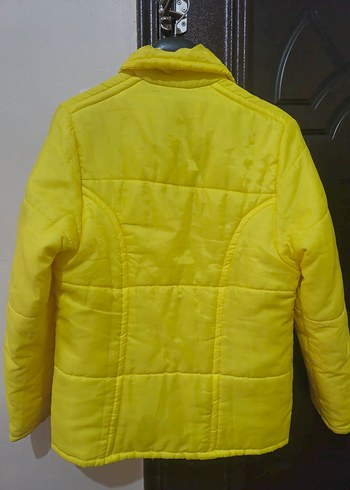 Sarı Fermuarlı Vintage Kadın Mont - Görsel 4