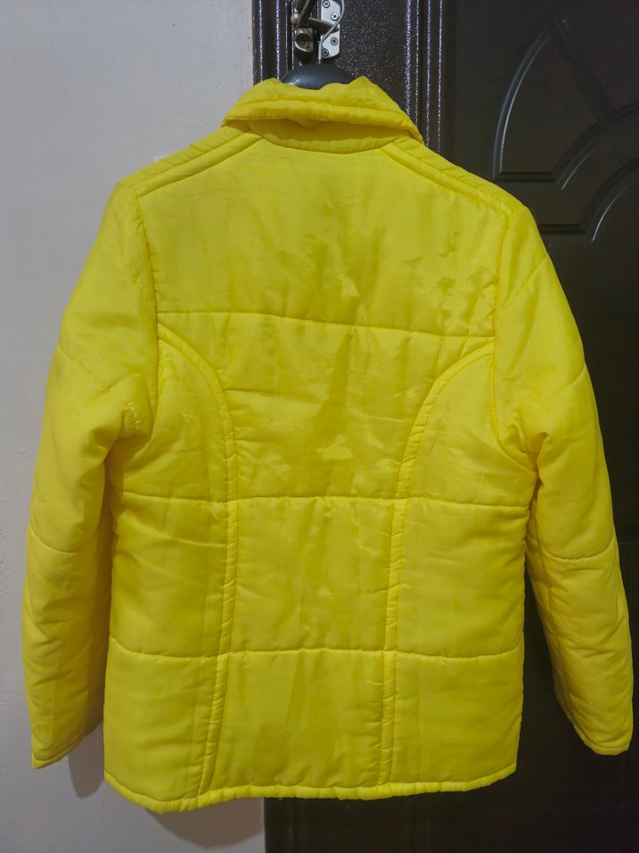 Sarı Fermuarlı Vintage Kadın Mont - Görsel 4