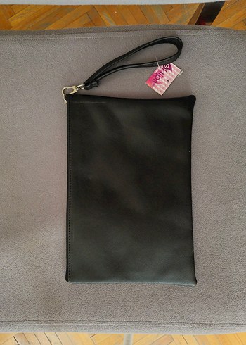 Siyah Nakışlı Deri Rock Punk Clutch Çanta - Görsel 2