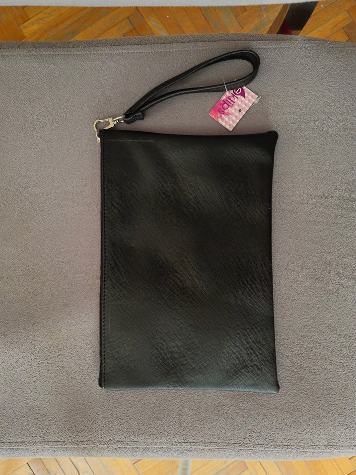 Siyah Nakışlı Deri Rock Punk Clutch Çanta - Görsel 2