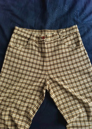 Düğmeli Kahverengi Kadın Kumaş Pantolon - Görsel 2