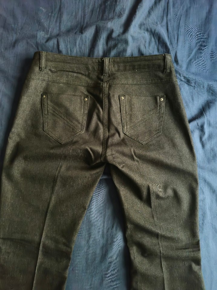 Antrasit/Siyah Kadın Denim Kumaş Pantolon - Görsel 4