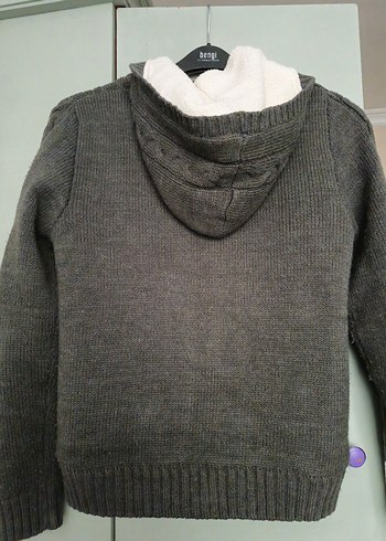 Düğmeli Gri Triko Kadın Hırka - Görsel 4