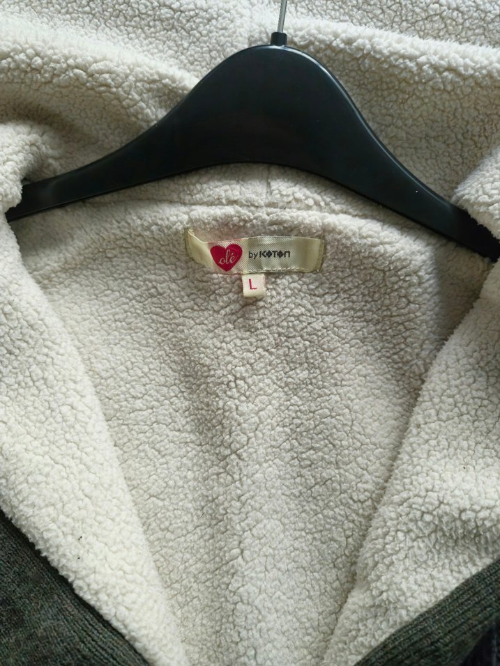 Düğmeli Gri Triko Kadın Hırka - Görsel 5