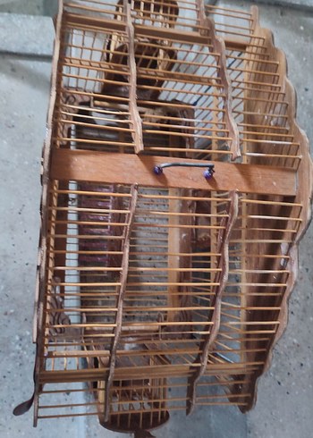 Koyu Kahverengi Ahşap Kuş Kafesi - Görsel 6