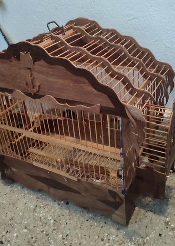 Koyu Kahverengi Ahşap Kuş Kafesi - Görsel 3