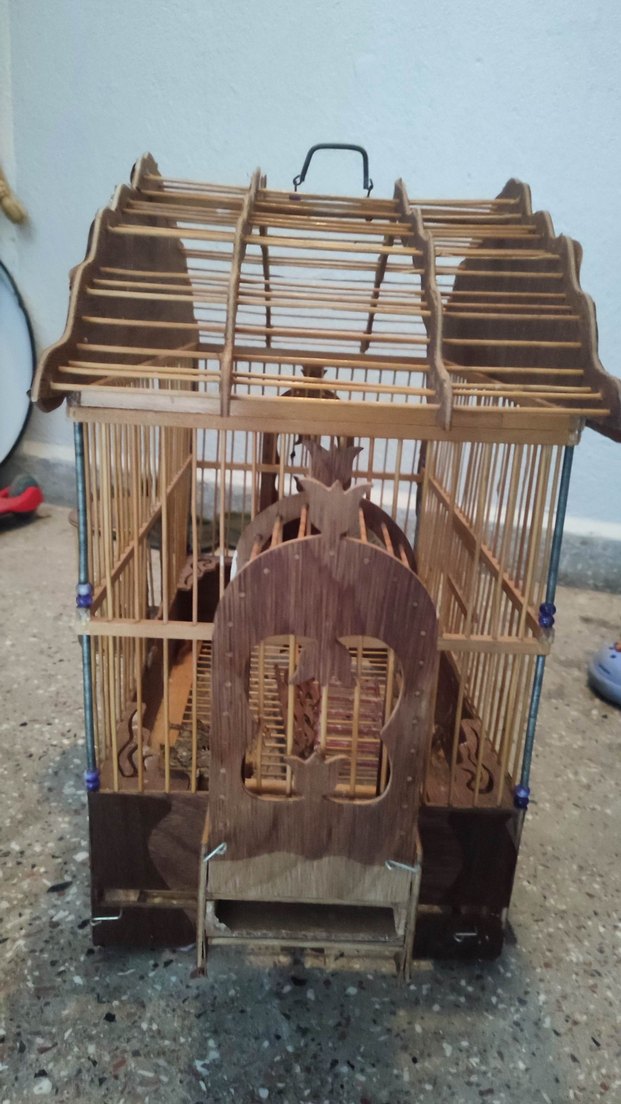 Koyu Kahverengi Ahşap Kuş Kafesi - Görsel 5