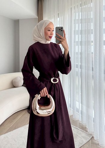 Siyah Bol Kesim Uzun Elbise - Görsel 7