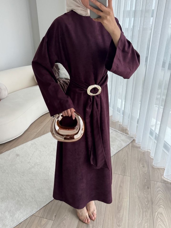 Siyah Bol Kesim Uzun Elbise - Görsel 3