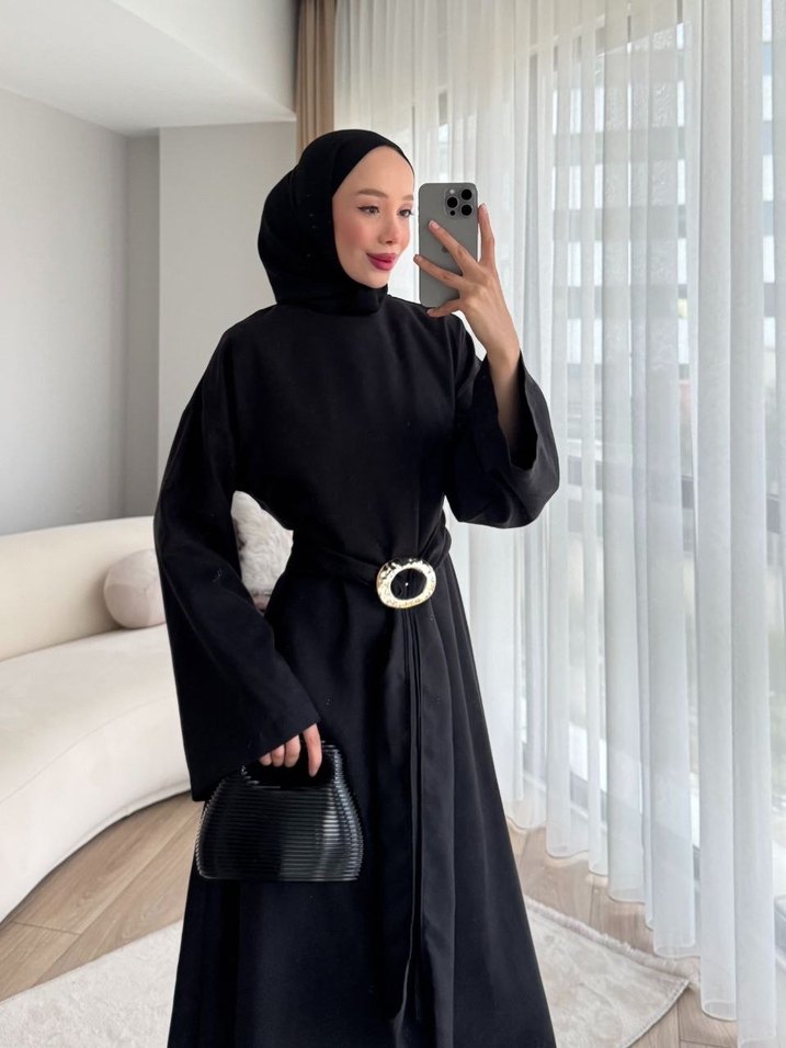 Siyah Bol Kesim Uzun Elbise - Görsel 2