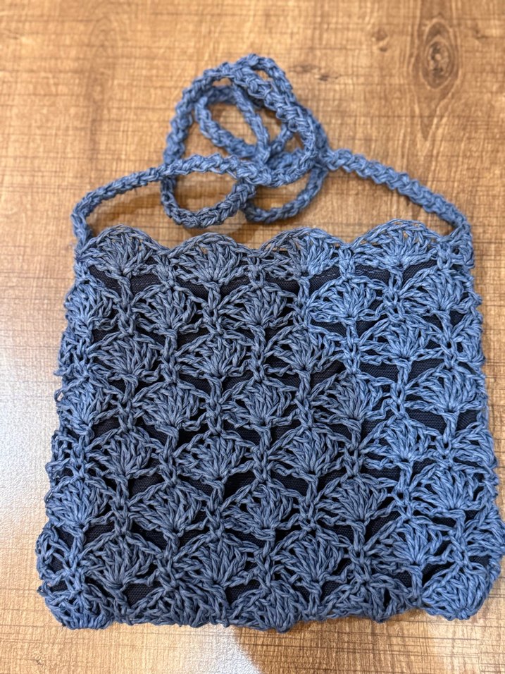 Mavi Örgü Bohem Kadın Çanta - Görsel 4