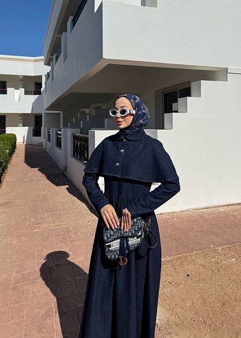 Düğmeli Lacivert Uzun Hamile Kot Ceketi - Görsel 2